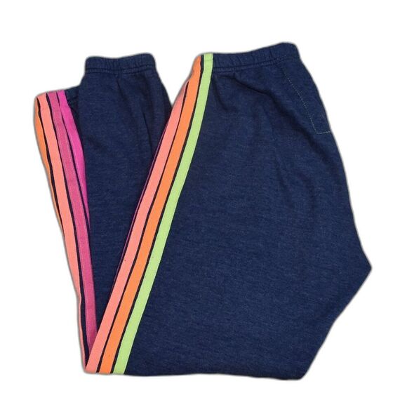 Aviator Nation Pants - Aviator Nation Sweatpants Size Large Blue Neon Stripes Joggers